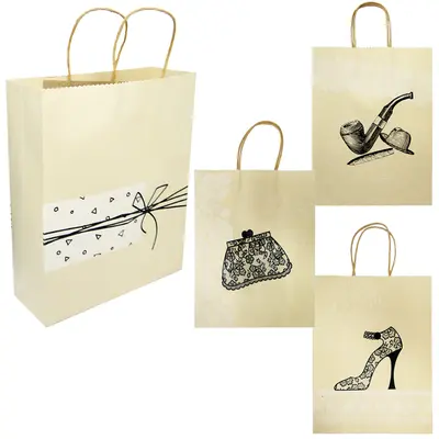BOLSA SACOLA DE PAPEL PARA PRESENTE ESTAMPAS SORTIDAS 32X26X9CM