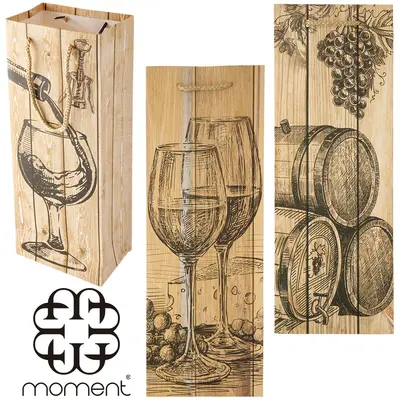 BOLSA SACOLA DE PAPEL PARA GARRAFA DE VINHO 36X12,7X8,1CM