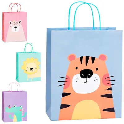 BOLSA SACOLA DE PAPEL PARA PRESENTE BABY ZOO 42X32X11CM
