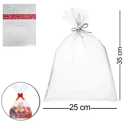 SACO DE PRESENTE TRANSPARENTE COM 50 PECAS 25X35CM