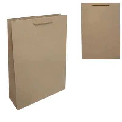 BOLSA SACOLA DE PAPEL PARA PRESENTE KRAFT MARROM P 24X19X8CM