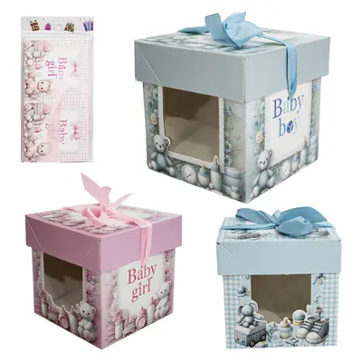 CAIXA CUBO DE PAPEL PARA PRESENTE BABY BOY / GIRL 10CM