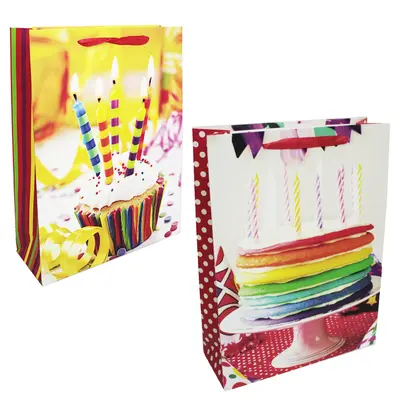 BOLSA SACOLA DE PAPEL PARA PRESENTE LUXO ESTAMPAS SORTIDAS 40X30X12CM
