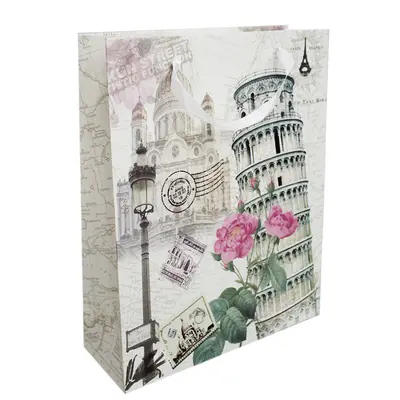 BOLSA SACOLA DE PAPEL PARA PRESENTE LUXO ESTAMPAS SORTIDAS 38X30X11CM