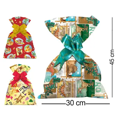 SACO DE PRESENTE INFANTIL MASCULINO COM 50 PECAS 30X45CM