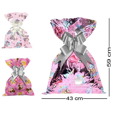SACO DE PRESENTE INFANTIL FEMININO COM 50 PECAS 43X59CM