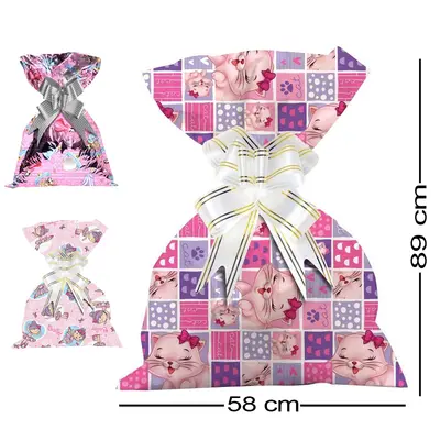 SACO DE PRESENTE INFANTIL FEMININO COM 25 PECAS 58X89CM