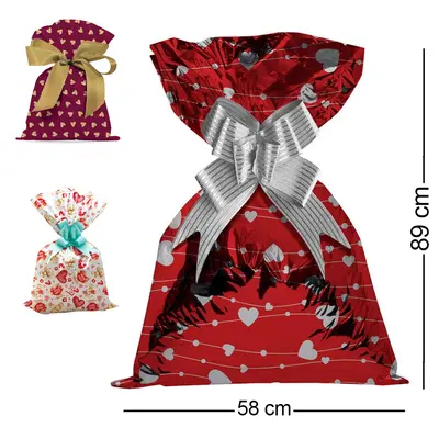 SACO DE PRESENTE ROMANTICO COM 25 PECAS 58X89CM