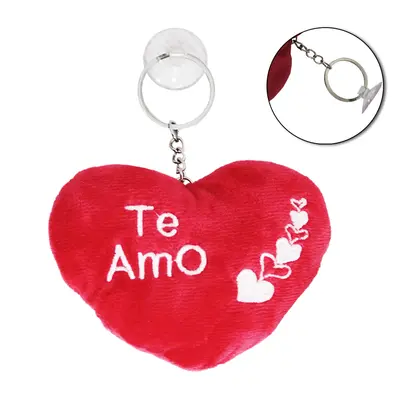 CHAVEIRO DE PELUCIA CORACAO TE AMO 10X7,5CM
