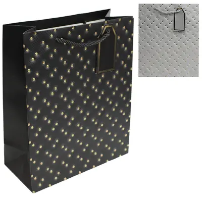 BOLSA SACOLA DE PAPEL PARA PRESENTE LUXO BOLINHAS 32X26X12CM