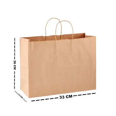 BOLSA SACOLA DE PAPEL PARA PRESENTE KRAFT MARROM 31X25X11,5CM