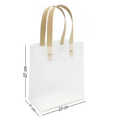 BOLSA SACOLA DE PLASTICO PARA PRESENTE TRANSPARENTE 27X23X11CM