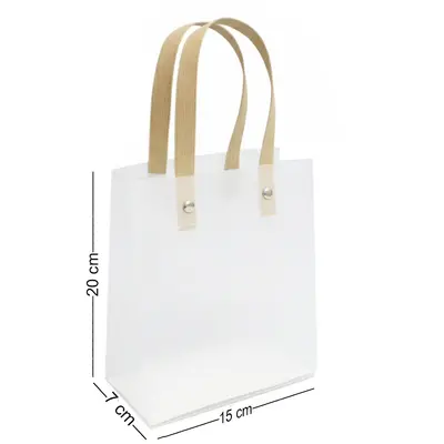 BOLSA SACOLA DE PLASTICO PARA PRESENTE TRANSPARENTE 20X15X7CM
