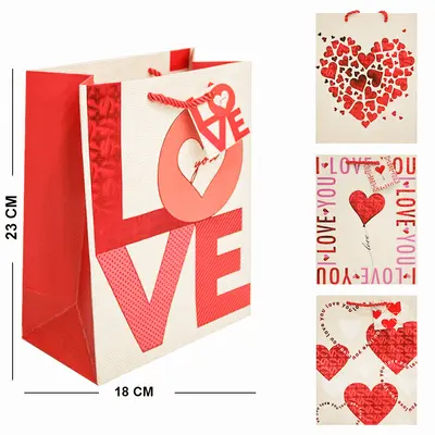 BOLSA SACOLA DE PAPEL PARA PRESENTE LUXO LOVE 23X18X10CM