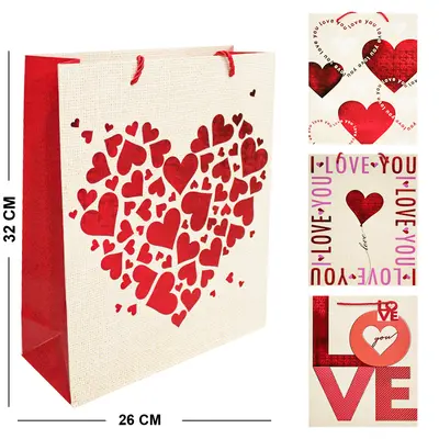 BOLSA SACOLA DE PAPEL PARA PRESENTE LUXO LOVE 32X26X10CM