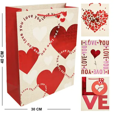 BOLSA SACOLA DE PAPEL PARA PRESENTE LUXO LOVE 40X30X12CM