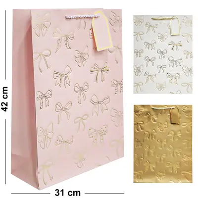 BOLSA SACOLA DE PAPEL PARA PRESENTE LUXO LACO G 42X31X12CM