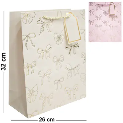 BOLSA SACOLA DE PAPEL PARA PRESENTE LUXO LACO M 32X26X12CM