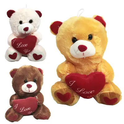 URSO DE PELUCIA COM CORACAO I LOVE YOU 20X16X14CM