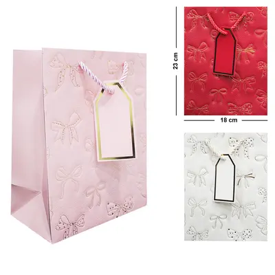 BOLSA SACOLA DE PAPEL PARA PRESENTE LUXO LACO P 23X18X10CM