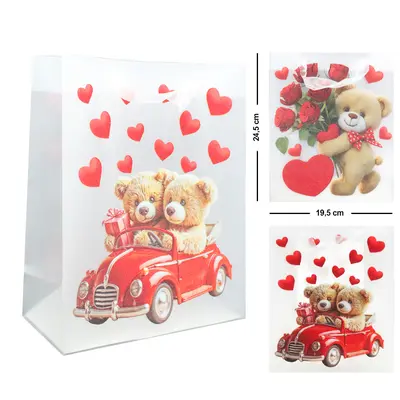BOLSA SACOLA DE PLASTICO PARA PRESENTE URSO P 24,5X19,5X9,5CM