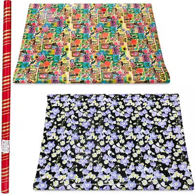 PAPEL DE PRESENTE ADULTO SORTIDOS ROLO COM 3 FOLHAS 50X60CM