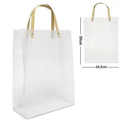 BOLSA SACOLA DE PLASTICO PARA PRESENTE TRANSPARENTE 35X24,5X11CM