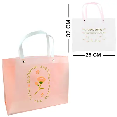 BOLSA SACOLA DE PLASTICO PARA PRESENTE TRANSPARENTE 32X25X11CM