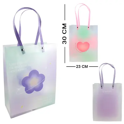 BOLSA SACOLA DE PLASTICO PARA PRESENTE TRANSPARENTE 30X23X10CM