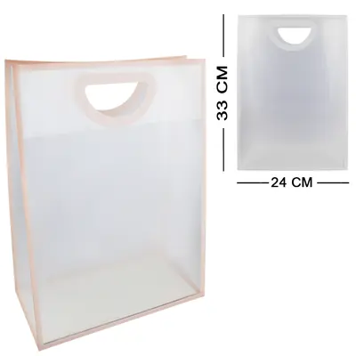 BOLSA SACOLA DE PLASTICO PARA PRESENTE TRANSPARENTE 33X24X12,5CM