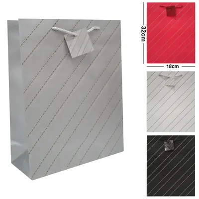 BOLSA SACOLA DE PAPEL PARA PRESENTE LUXO LINHAS M 32X26X10CM