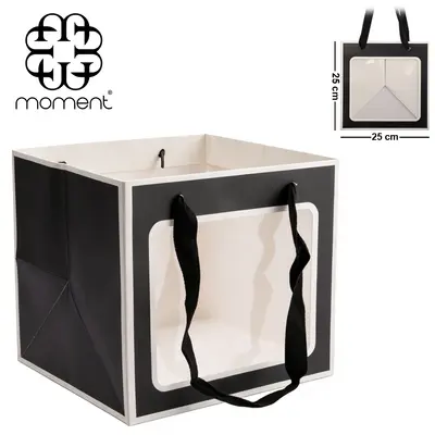BOLSA SACOLA DE PAPEL PARA PRESENTE LUXO COM VISOR M 25X25X25CM