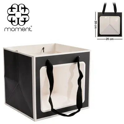 BOLSA SACOLA DE PAPEL PARA PRESENTE LUXO COM VISOR P 20X20X20CM