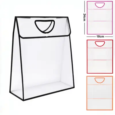 BOLSA SACOLA DE PLASTICO PARA PRESENTE TRANSPARENTE COM BOTAO 24X18X9,5CM