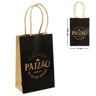 BOLSA SACOLA DE PAPEL PARA PRESENTE FRASES PAI P 16,5X11X6CM
