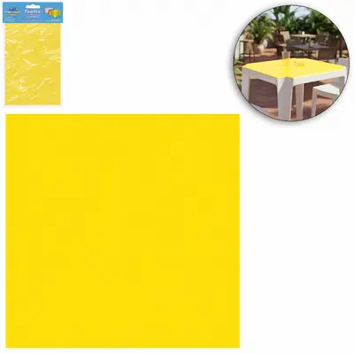 TOALHA PEROLADA AMARELA DE MESA DE PLASTICO QUADRADA COM 10 PECAS 70X70CM
