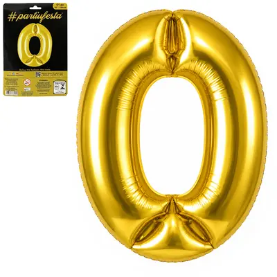 BALAO / BEXIGA NUMERO 0 METALIZADO DOURADO 16'' 40CM