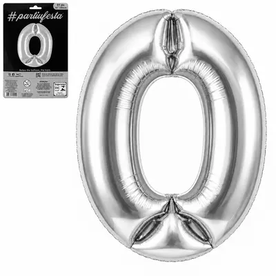 BALAO / BEXIGA NUMERO 0 METALIZADO PRATA 16'' 40CM