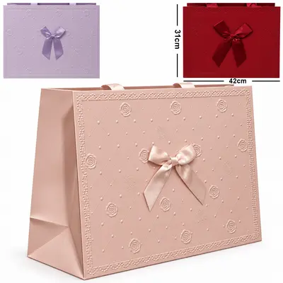 BOLSA SACOLA DE PAPEL PARA PRESENTE LUXO FLOR COM LACO G 42X31X12CM