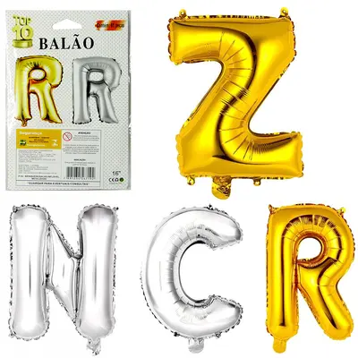 BALAO / BEXIGA ALFABETO METALIZADO 16'' 41CM