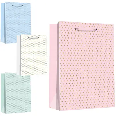 BOLSA SACOLA DE PAPEL PARA PRESENTE BOLINHAS METALIZADO COLORS 23X19,5X8CM