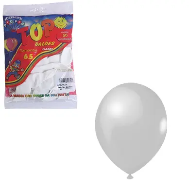 BALAO / BEXIGA TOP BRANCO 6,5'' COM 50 PECAS