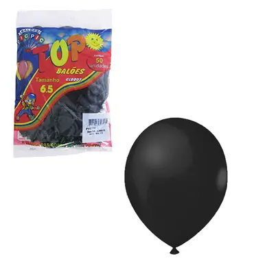 BALAO / BEXIGA TOP PRETO 6,5'' COM 50 PECAS