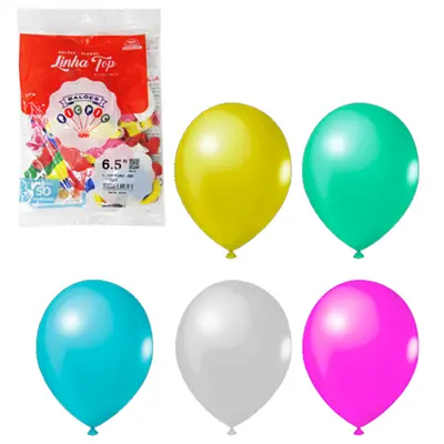 BALAO / BEXIGA TOP CORES SORTIDAS 6,5'' COM 50 PECAS