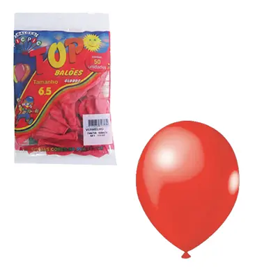 BALAO / BEXIGA TOP VERMELHO 6,5'' COM 50 PECAS