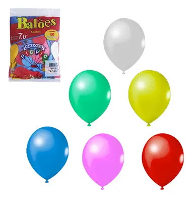 BALAO / BEXIGA CORES SORTIDAS 7'' COM 50 PECAS