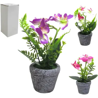 FLOR PERMANENTE COM VASO DE PLASTICO REDONDO COLORS 21X8CM DE Ø VCF