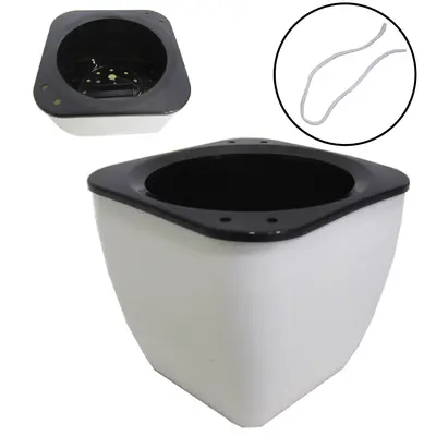 VASO QUADRADO AUTO IRRIGAVEL BRANCO COM CORDAO 9,5X8,5CM DE PLASTICO