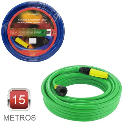 MANGUEIRA COM ESGUICHO PARA JARDIM FLEXIVEL LISA AZUL/VERDE 15M
