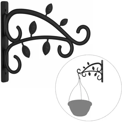 SUPORTE DE PAREDE DE PLASTICO PARA VASO PRETO 25,5X21CM